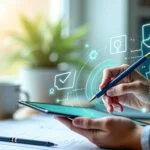 persona haciendo chequeo a auditora de riesgos empresariales